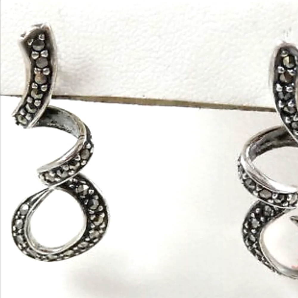Earrings Sterling Silver Vintage Antique Art Deco